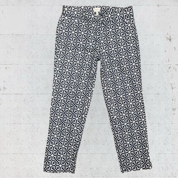 Laundry By Shelli Segal Ankle Crop Navy White Geometric Stretch Pants Size 4 - Picture 1 of 10